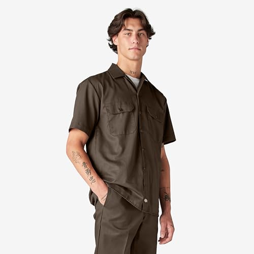 Image of Dickies Men's Short Sleeve Work Shirt - Durable Twill Button Down Shirts for Men, Lightweight Uniform for Daily Wear