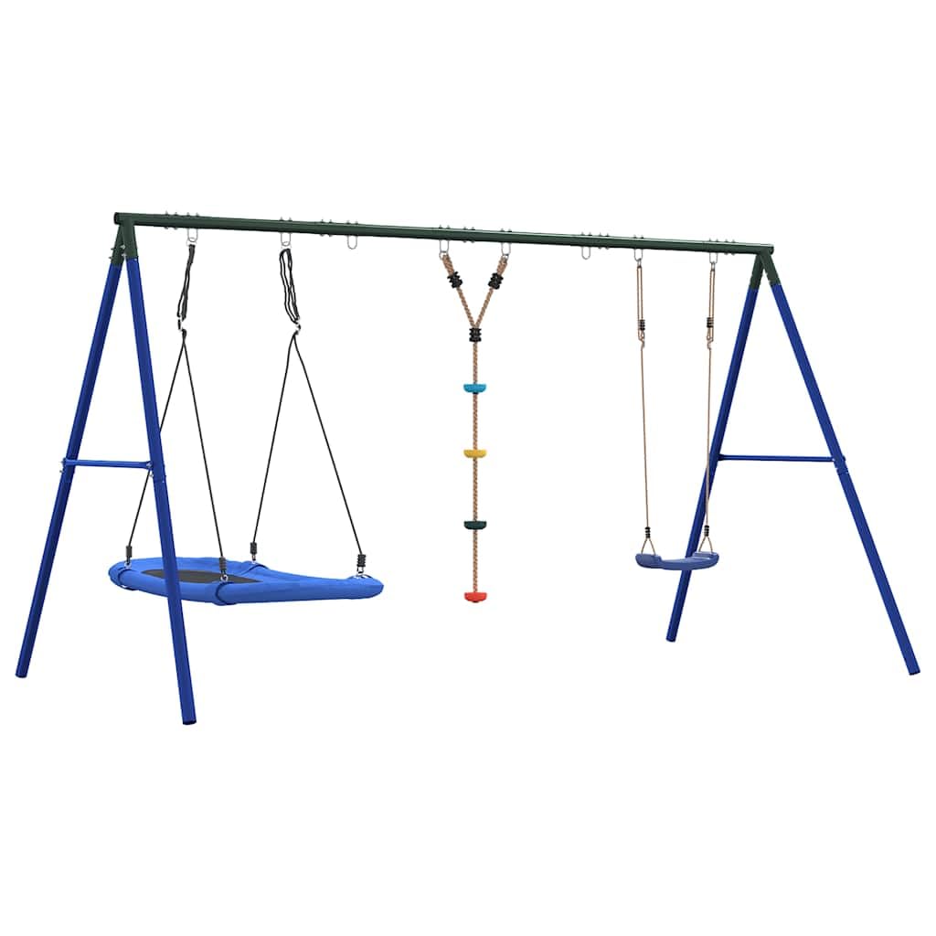 Schaukel-Set mit Schaukelsitz, Kletterschaukel, Nestschaukel aus lackiertem Stahl, 341x185x185 cm, 200 kg Belastbarkeit, für Garten, Outdoor Spielplatz, Kinderspielzeug, Bewegung, Balance