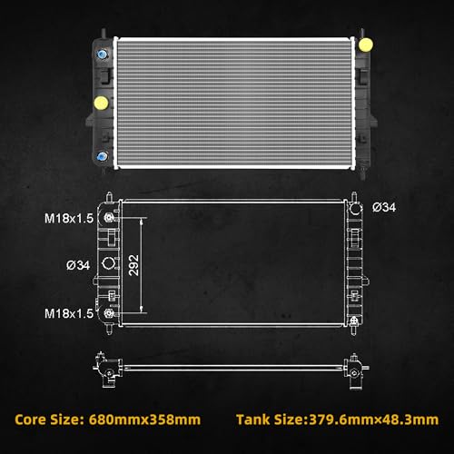 Image of DWVO Radiator Compatible with 2005-2010 Chevrolet Cobalt 2007-2010 Pontiac G5 2003 2004-2007 Saturn Ion L4 2.0L 2.2L 2.4L CU2608