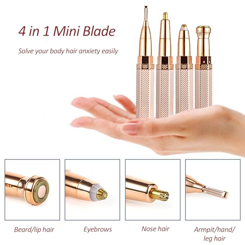Serfoxd Facial Hair Remover for Women Face, 4 in 1 Electric Eyebrow Trimmer for Nose Neck Leg Arm Armpit Bikini Hair with USB Cable — view 2