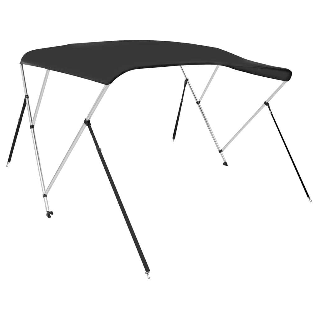 vidaXL Toldo Bimini de 3 Arcos, Capota Impermeable para Barco con Paredes Laterales, Cubierta para Barca, Protección contra Granizo Lluvia UV, Negro