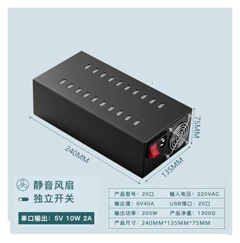 Chargeur 200W 20 prises USB station de recharge multiport pour smartphones