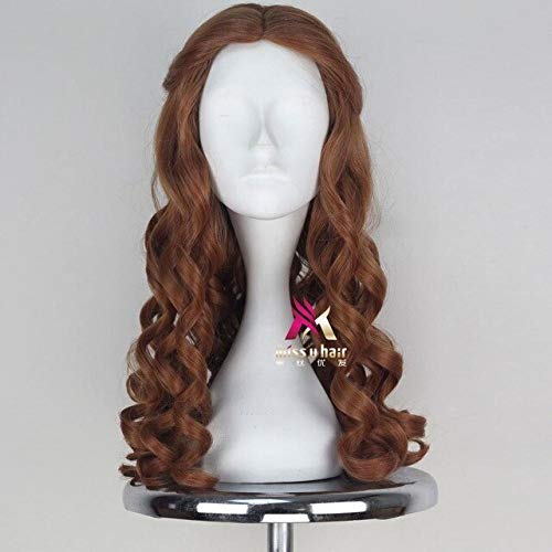 Perruque cosplay adulte Alice anti-nœuds aux longs cheveux bouclés brun synthétiques