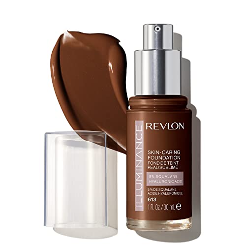 Revlon Illuminance Skin-Caring Liquid Foundation, Hyaluronic Acid, Hydrating and Nourishing Formula with Medium Coverage, 613 Honey Java, 1 fl oz