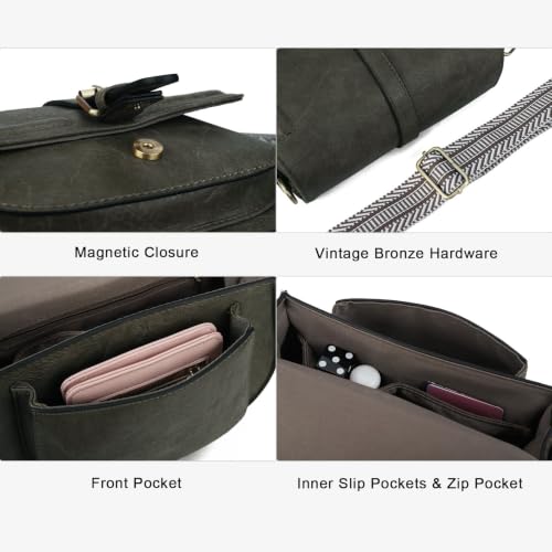 Image of AFKOMST Crossbody Bags for Women,Small Saddle Purse and Boho Cross Body Handbags,Vegan Leather