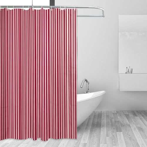 Rideau de douche anti-moisissure en polyester écossais rouge pour sol sec - 4