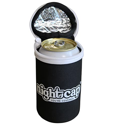 Nightcap Beer Can Cooler with Zippered Cover, Black - The Reusable, Insulated Can Cooler Sleeve...