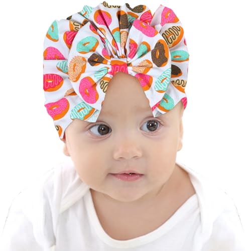 Image of BabyMoon Beanie Floral Bow Baby Boy's & Girl's Cap Kids | Toddler Infant Hat | White | 6-48 Months