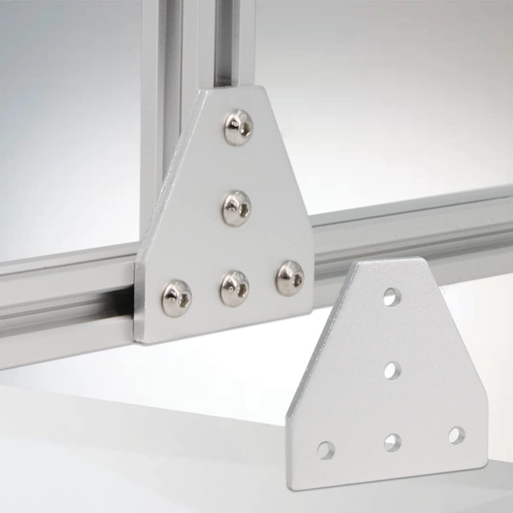 Yeebyee 2020 Corner Bracket Plate T Shape 5 Hole 90 Degree Outside Joining Plate with M5x8mm Screws and T-Nuts for 20 x 20mm Series Aluminum Extrusion Profile,8pcs/Pack (Silver-2020 T Shape) - Image 4
