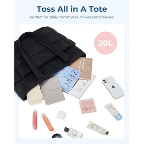 Puffer Travel Tote, Quilted Puffer Tote Bag for Women Large SizeLightweight Puffy Tote Bag with Compartments3