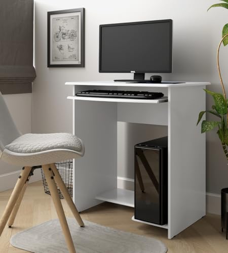 Escrivaninha Mesa Computador Notebook Prática Compacta Home Office (Branco)