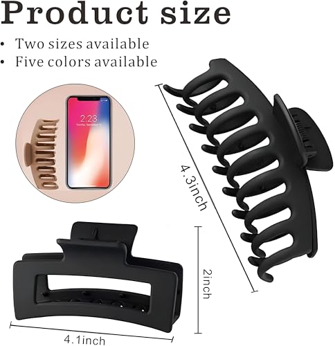 Image of Fashion Woman Hair Claw Clips for Thick Thin Hair,3 Styles Medium Large Black Women's Hair Accessoriess, Rectangular Banana Geometric Matte Aesthetics Variety Hairgrip (3PCS)