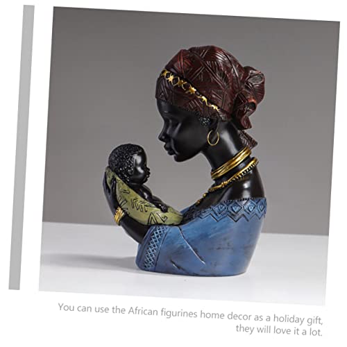 Sculpture Africaine en Résine Mère et Fils, Figurine Vintage Décorative – vue 6
