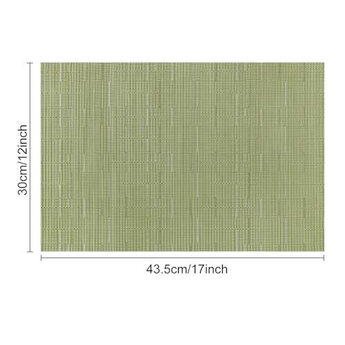 Myir JUN Tischsets Abwaschbar 6er Set, Gewebte Platzdeckchen Abwaschbar rutschfest Abgrifffeste Hitzebeständig, Vinyl Platzsets für küche Speisetisch Hotel, Platz-Matten 30x43.5cm (Grün)
