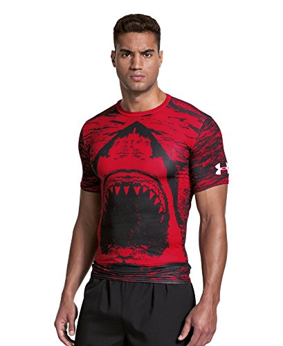Under Armour Men's Beast Compression Shirt, Red/White/Black, Large