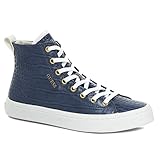 Guess zapatillas altas informales deportivas mujer piel croco azul vaquero cód. FL5ELGPEL12 blue