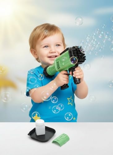 GHAZAL Gun Toy 32 Hole Bubble Machine Rocket Launcher Electric Automatic Bubble Maker Bubble Blowing Gun Toy Summer Toys for Indoor Outdoor Activities Bubble Blower for Kid