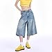 LRF Baggy Y2k Shorts Cozy Causal Fashion Jorts Pockets Oversized Trendy Cozy Shorts Vintage Denim Jorts (Small,Blue)