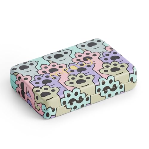 Back2Fun - Joyero niñas con espejo, Organizador de 4 compartimentos, Interior aterciopelado, Estuche para pequeñas joyas de 100 x 70 x 20 mm, Gato