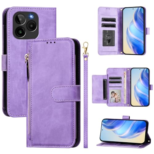 Kukoufey Compatible with BLU G54 Phone Case Holster,Compatible with BLU G54 Flip PU Leather Zipper Wallet Case Case Purple