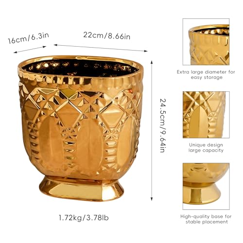 Caneca de basura dorada pequeña para baño y hogar 5 litros miniatura 2