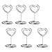 Jofefe 20pcs Mini Place Card Holders Table Number Stand Table Card Holder Wire Table Picture Photo Holder with Heart Shape Menu Memo Clips for Wedding Party, Silver