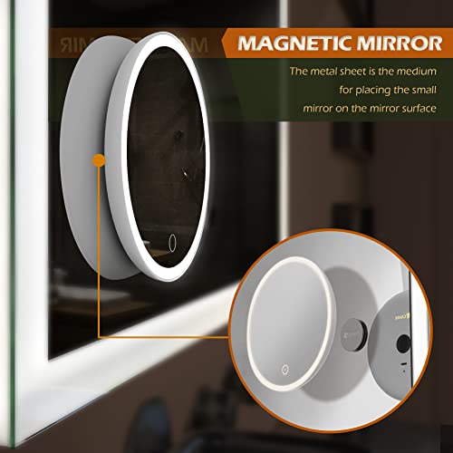 Ganpe Led Makeup Mirror, Vanity Mirror With Lights, 3 Color Lighting Modes, Touch Control Design, 2.5X Magnifying High Definition Portable Cosmetic Rechargeable Lighted Up Mirror (White) #TOP1