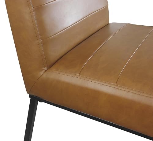 Image of HomePop Channeled Metal Dining Chair - Caramel Brown Faux Leather (Single Pack)