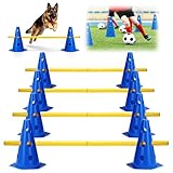 Sports Steckhürdenset, 10 Kegel + 5 Stangen Agility Hürden Steckhürdenset, Kinder Agility Hürden Hindernisse für Pferde Hundeparcours Kegel Einstellbare Trainingshürden für Koordinationstraining