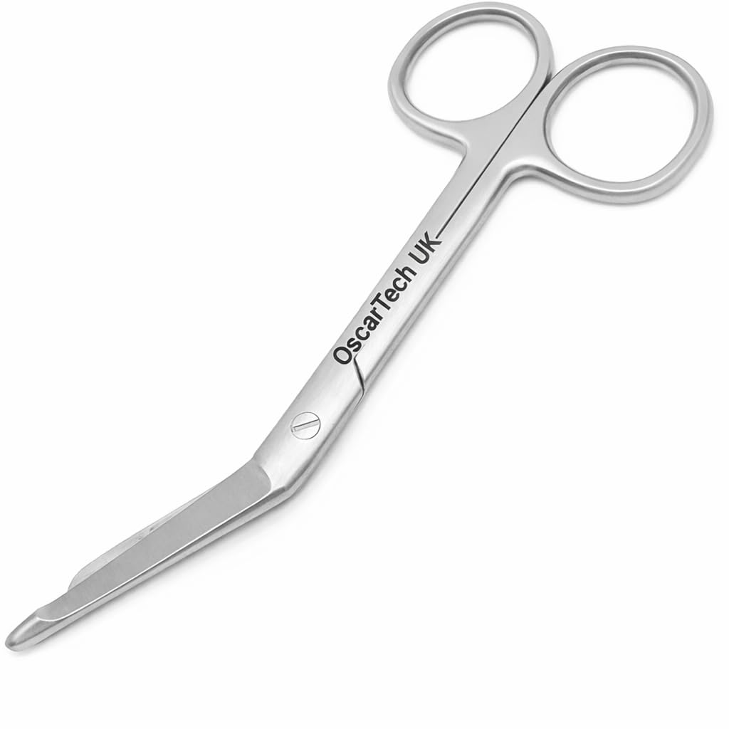 Oscartech Uk Silver Lister Bandage & Dressing Scissors – Surgical Grade Stainless Steel, Blunt Tip Safety, (16Cm)