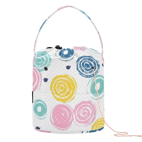 Yarn Storage Bag Small Crochet Bag Knitting Bag Organizer Whirl Circle Colorful Yarn Bags for Crocheting Basket