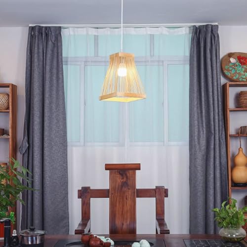 Lámpara de bambú beige que transforma habitaciones frías en rincones cálidos 5