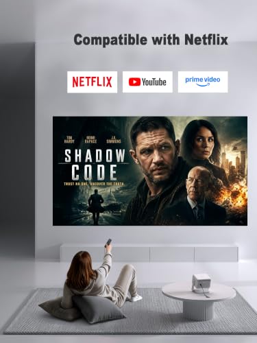 Image of [Now with Netflix & 3500ANSI] 4K Smart Projector with WiFi and Bluetooth, Auto Focus & Keystone Mini Projector with Stand, Outdoor Home Theater Small Proyector for bedroom(white)