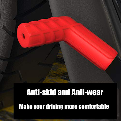 ROMASO Motorcycle Shift Lever Cover,Rubber Shift Sock,Flexible Rubber,Anti-Slip Stripes Design,Universal Red(Pack of 2)