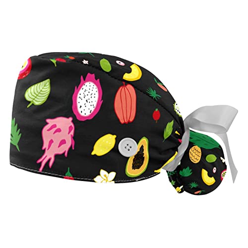 Casquettes de travail pour femmes JDEZ anti-glissement et réglables motif fruits