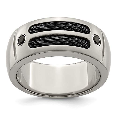 ICE CARATS Edward Mirell Titanium Cable Spinel Argentium Ss Bezel 9.25mm Wedding Ring Band Size 8.00 Man Fancy Type of Fashion Jewelry for Dad Mens Gifts for Him