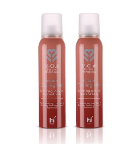 M-Club Instant Cooling Spray for Face & Body 2x 150ml Instant Relief for Menopause Hot Flushes Overheating & Night Sweats Non-Sticky Moisturising Mist Hydrates & Relieves - Alcohol-Free Formula