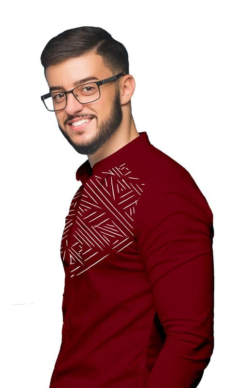 Image of SARAAI Men's Cotton Blend Full Sleeve Slim Fit Shirt|Stylish Casual Wear Shirt for Mens
