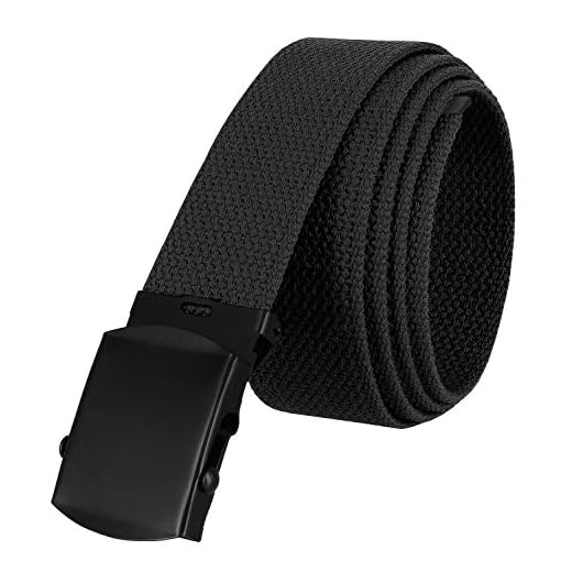 Military Belt Canvas Belt Web Belt Non Leather Belt Black Buckle/Tip One Size fits all, 1-1/2" Wide (Black)
