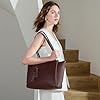 befen Echtleder Handtasche Damen Shopper Tasche, 14 Zoll Laptoptasche, Leder Tote Bag Aktentasche Lehrertasche mit Laptopfach, Mode Schultertaschen für Business Büro Schule, Kaffee #1