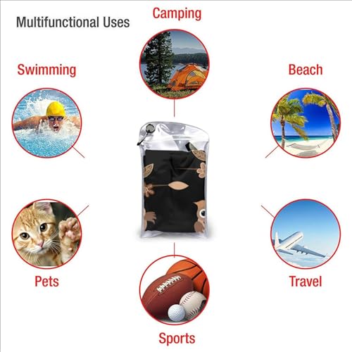 Toalla de baño con búhos marrones: absorción rápida para playa 8