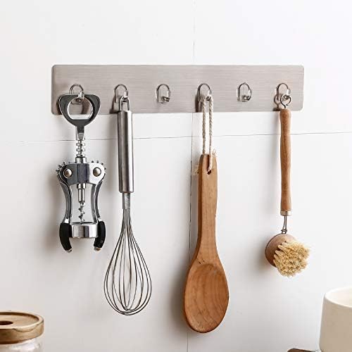DENSITY COLLECTION Self Adhesive Wall Mounted Strip with 6 Wall Hooks Utility Waterproof and Oil proof Nail Free Heavy Duty Wall Hook and Ceiling Hanger Clothing Load Capacity 10 Kg (2 Pcs)