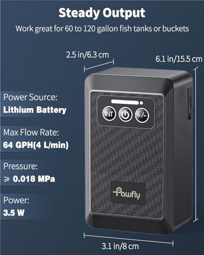 Image of Pawfly Aquarium Lithium Battery Powered Air Pump USB Rechargeable Oxygen Pump Portable Live Bait Aerator Pump for Outdoor Fishing and Fish Transportation