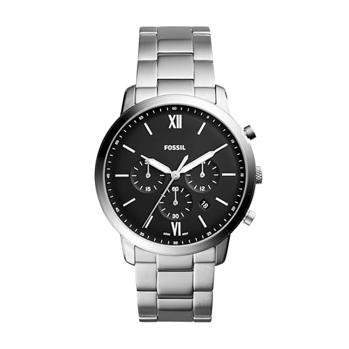 Fossil Men's Watch, Neutra Quartz Stainless Steel Chronograph Watch for Men, Color: Silver