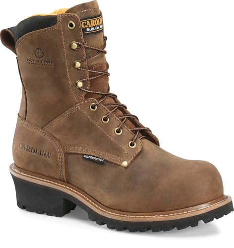 Carolina Men's CA9052 Poplar 8Waterproof Logger Dark Brown 9.5 EE