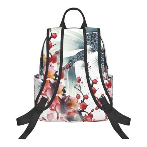 Casual Backpack for Women Men Watercolor Flower Fish Ink Lightweight Daypack Large Capacity Nurse Bag3