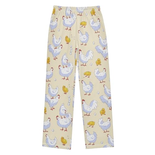 ZZXXB Hen Chicken Boys Long Pants Soft Trousers Elastic Waist Kids Lounge Bottoms with Pockets S-XL