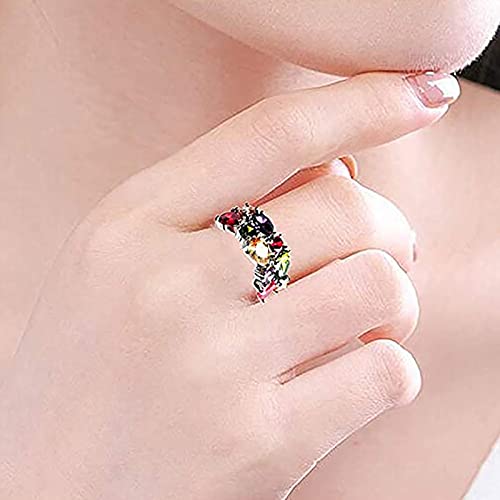 Multi Gemstone Ring Morganite Garnet Amethyst Peridot Promise Wedding Party Ring for Women Size 6 to 102