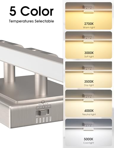 Image of VOLISUN Modern Bathroom Vanity Light 55 inch, Rotatable, 36W Dimmable 5CCT Led Bathroom Light Fixture Over Mirror, Brushed Nickel Bar Vanity Light for Bathroom Mirror Cabinets-ETL Certificated