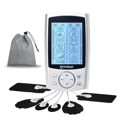 DrBash TENS & PMS Dual Channel Unit with 24 Modes Muscle Stimulator for Pain Relief Therapy
